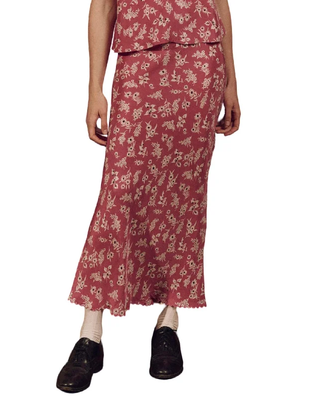 Green floral skirts fresh -Seabank Skirt In Aubergine Field