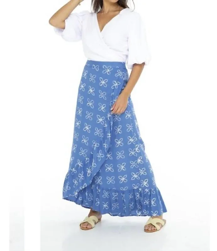 Actor dress skirts drama -Shibori Long Wrap Skirt In Blue