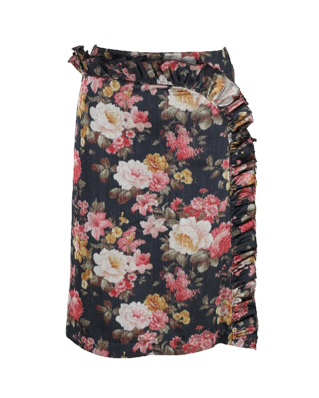 Runner skirts race -Simone Rocha Ruffled Pencil Skirt in Floral Print Polyester