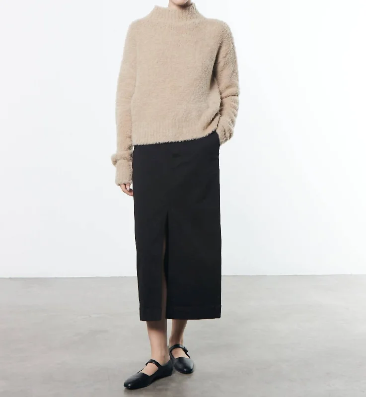 Summer skirts sun -Soft Touch Slit Skirt In Black