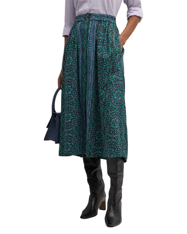 Brown corduroy skirts earthy -Tannis Skirt In Green Smoke