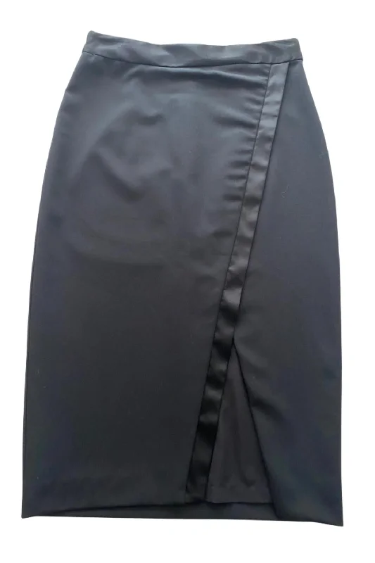 Tailored pencil skirts sharp -Tuxedo Skirt In Black