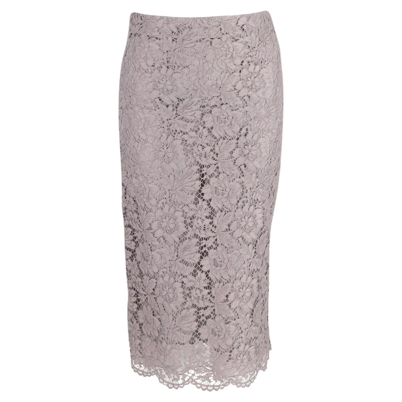 Wind lightweight skirts breeze -Valentino Lace Midi Skirt in Grey Cotton