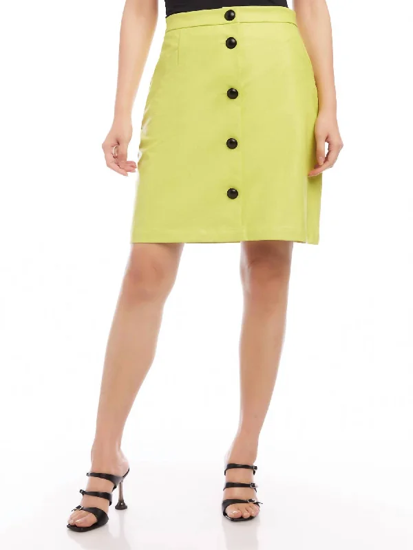 Vacation skirts fun -Vegan Leather A-Line Skirt In Lime