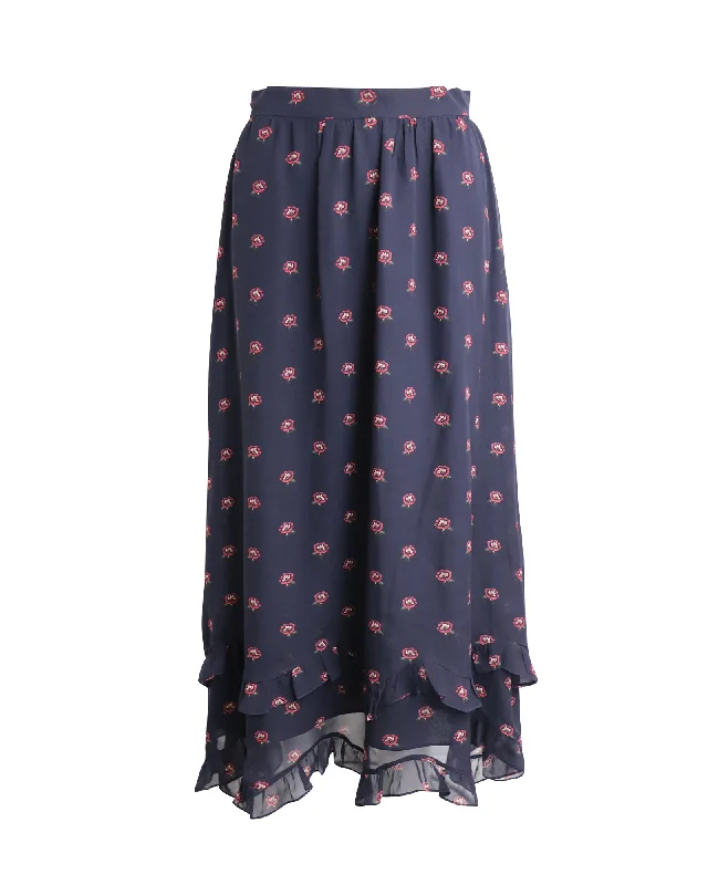 Luxury silk skirts posh -Vilshenko Printed Maxi Skirt in Floral Print Silk