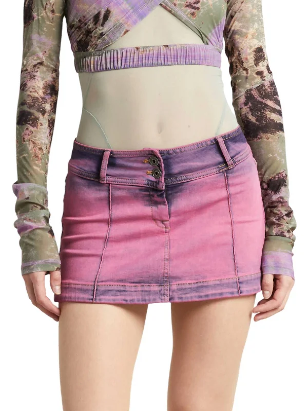 Musician black skirts rhythm -Washed Denim Mini Skirt In Violet