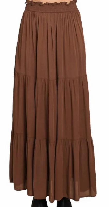 Gym loose skirts sweat -Women's Maxi With Tiered Skirt In Cocoa