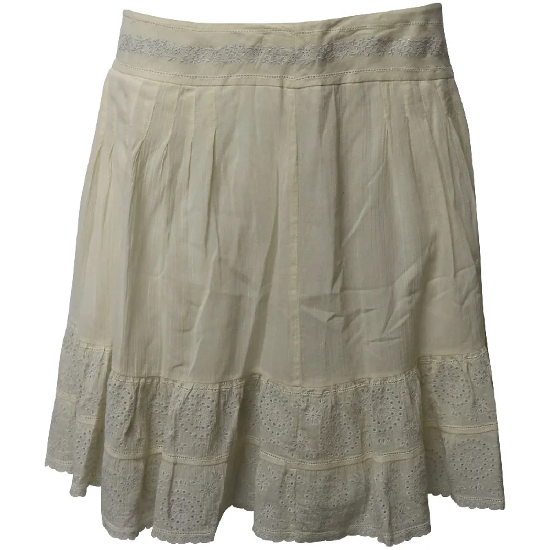 Ninja skirts stealth -Zadig and Voltaire Jussie Embroidered Hem Skirt in Cream Cotton