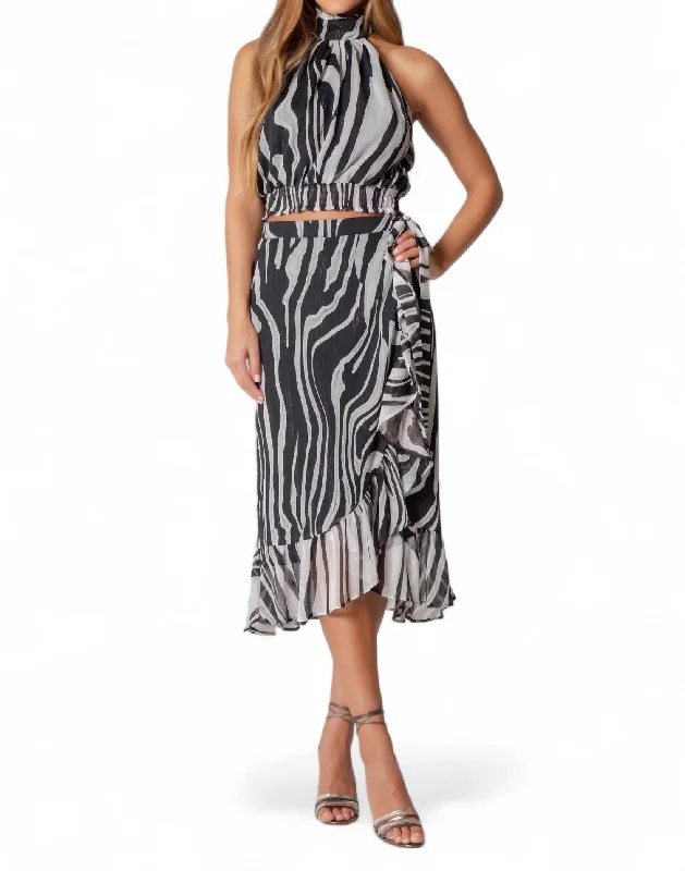 Navy skirts sharp -Zebra Lurex Skirt In Black/white