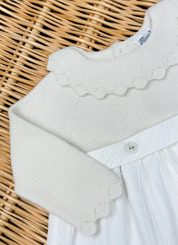 Cozy white cardigan -Knitted Wool Rouche Dress