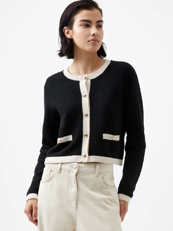 Elegant black cardigan -Vhari Recycled Contrast Cardigan