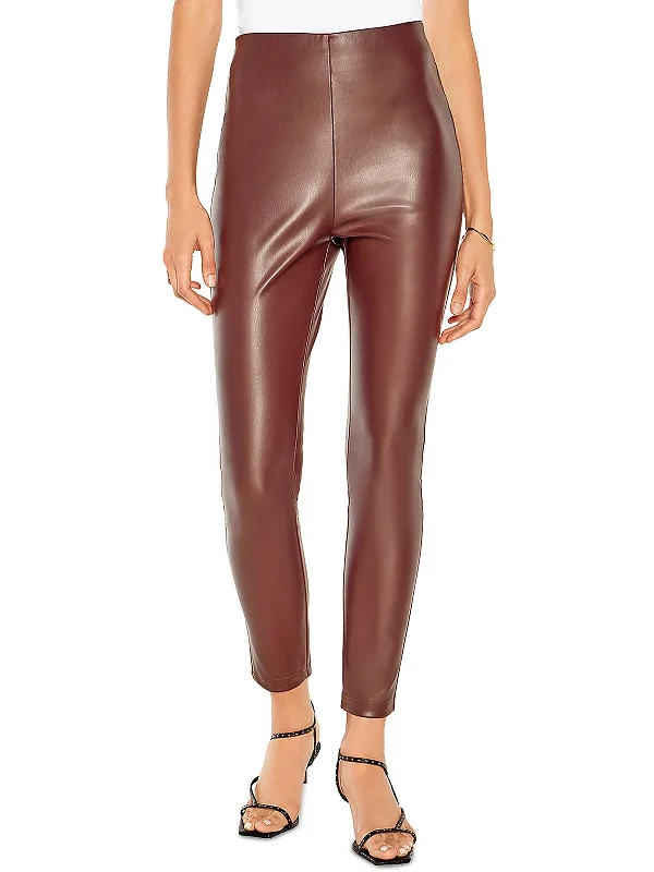 Ocean wave pants blue -Bianca Womens Faux Leather High Rise Leggings