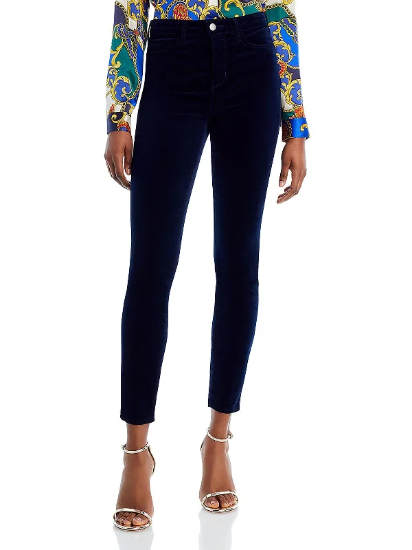 Blue denim pants vibrant -Monique Womens Velvet Ultra High Rise Skinny Pants