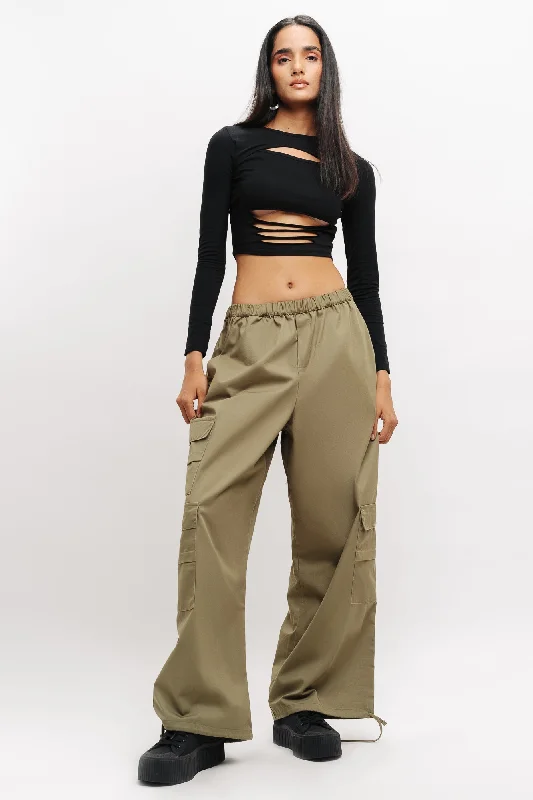 Scientist white pants lab -Olive Baggy Pants