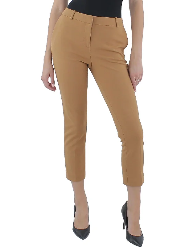 Soft relaxed pants cozy -Petites Womens Cropped Solid Straight Leg Pants