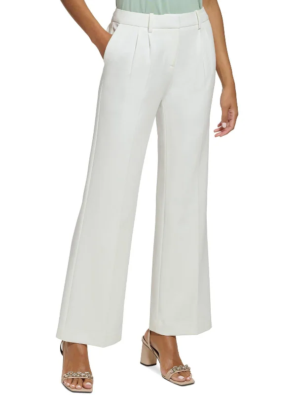 Vacation linen pants fun -Petites Womens Pleated Crepe Dress Pants