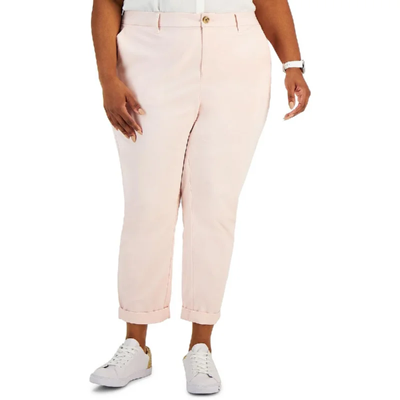 Vegan pants plant -Plus Hampton Womens High Rise Straight Leg Chino Pants