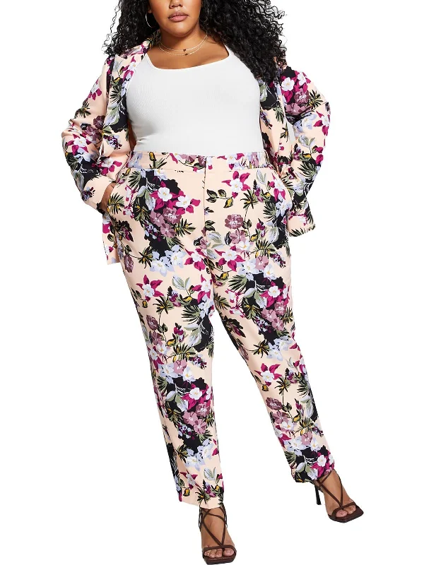 Moon glow pants night -Plus    Womens High Rise Floral Skinny Pants