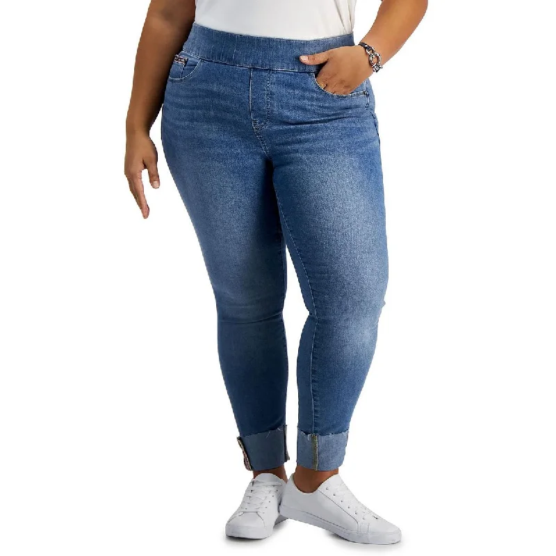 Basketball pants hoop -Plus Womens High Waist Cropped Ankle Jeans