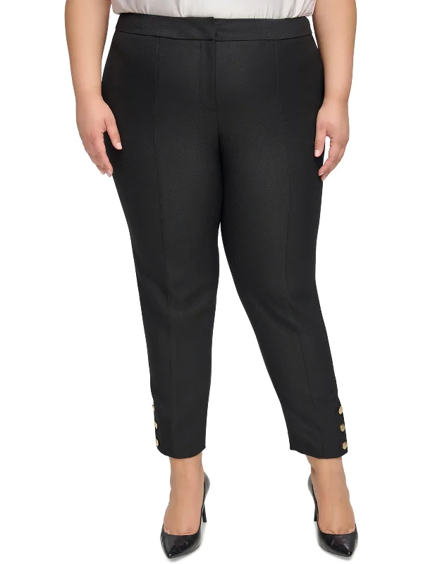 Athletic stretch pants active -Plus Womens Mid Rise Ankle Pants