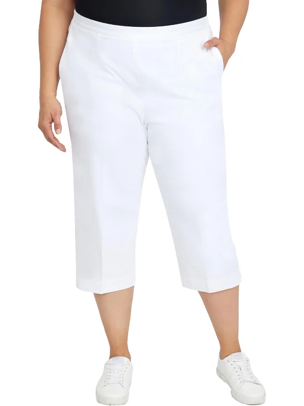 Scientist white pants lab -Plus Womens Relaxed High Rise Carpi Pants