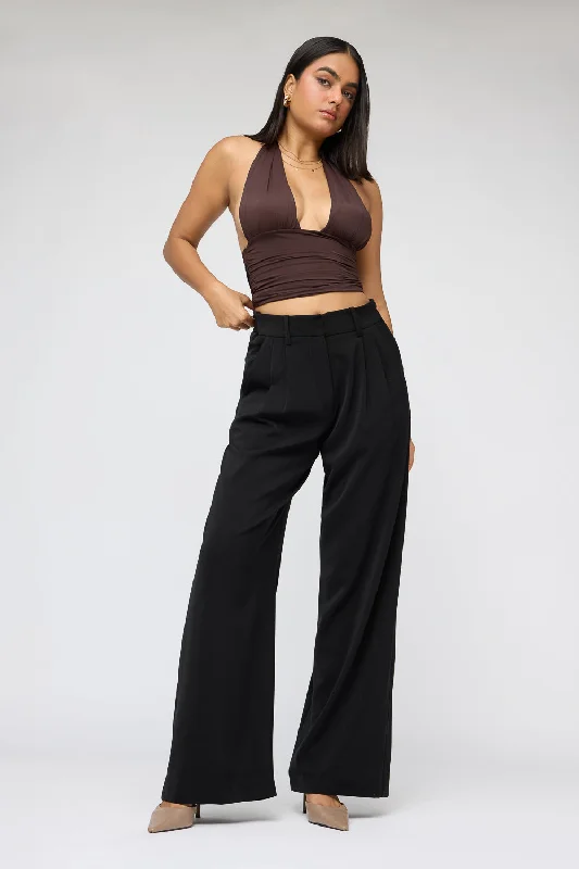 Cropped white pants chic -Ebonite Black Adjustable Korean Pants