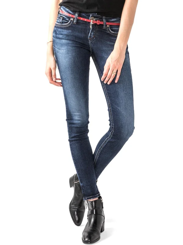 Patterned pants bold -Suki Womens Denim Mid-Rise Skinny Jeans