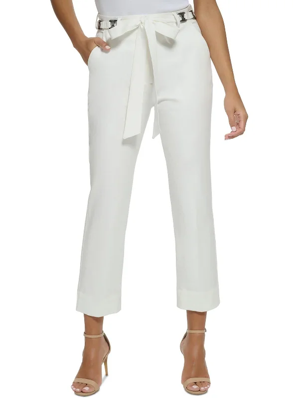 Work pants grind -Womens Belted Cotton Cropped Pants