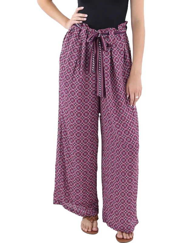 Tailored wool pants slim -Womens Chiffon High Rise Wide Leg Pants