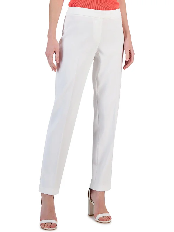 Pleated pants elegant -Womens Crepe Low Rise Straight Leg Pants