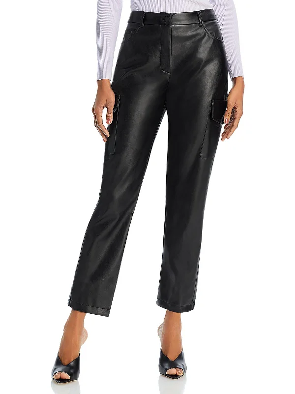 Peace pants calm -Womens Faux Leather High Rise Cargo Pants