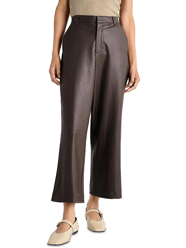 Peace calm pants zen -Womens Faux Leather Vegan Ankle Pants