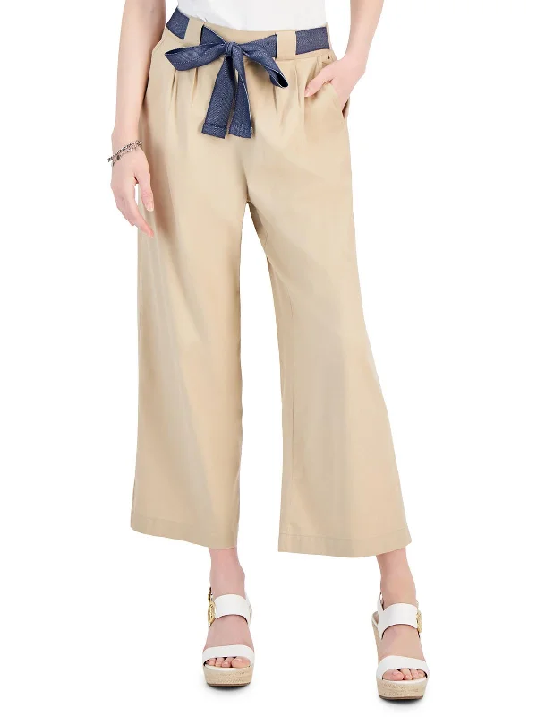 Cargo jogger hybrid pants cool -Womens High Rise Belted Wide Leg Pants