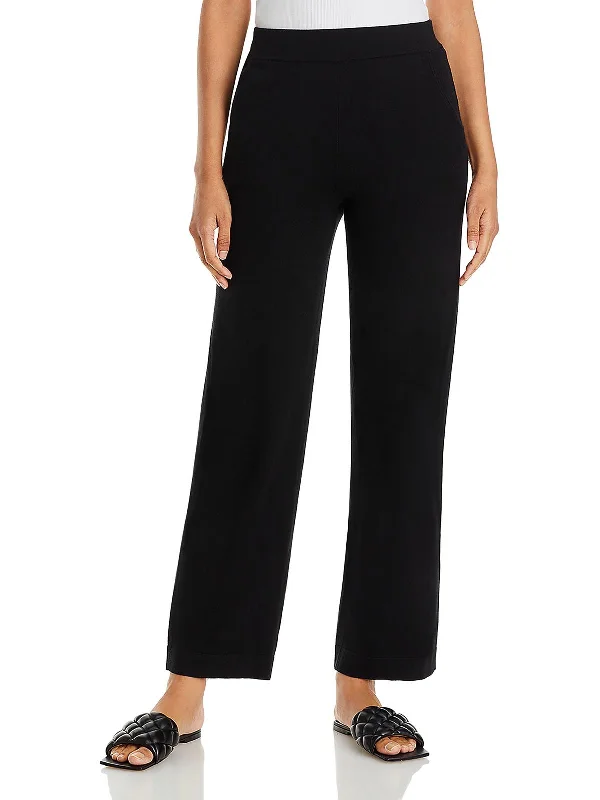 Belted chino pants smart -Womens High Rise Knit Wide Leg Pants