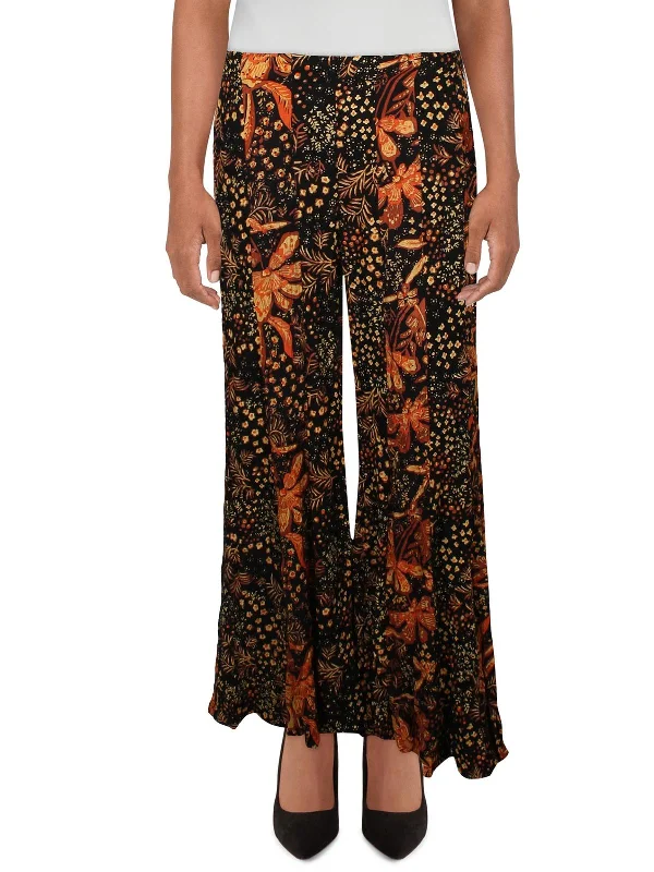 Baseball pants field -Womens High Rise Printed Wide Leg Pants