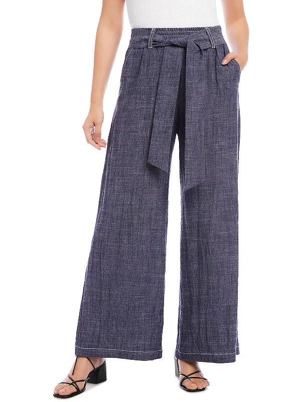 Tropical pants sunny -Womens Linen Blend High Rise Wide Leg Pants