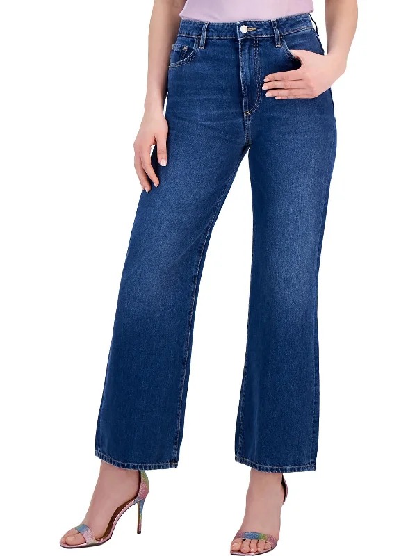 Pilot tailored pants fly -Womens Mid Rise Medium Wash Wide Leg Jeans