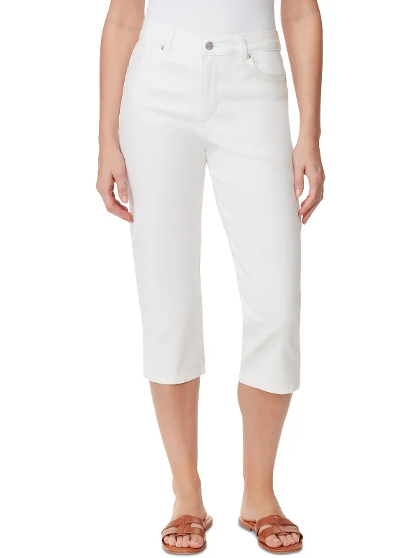 Scientist white pants lab -Womens Mid-Rise Stretch Capri Jeans