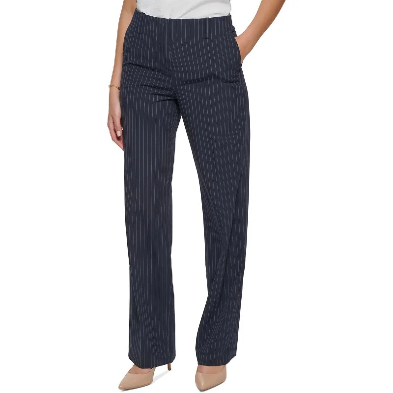 Travel lightweight pants pack -Womens Pinstripe Knit Wide Leg Pants