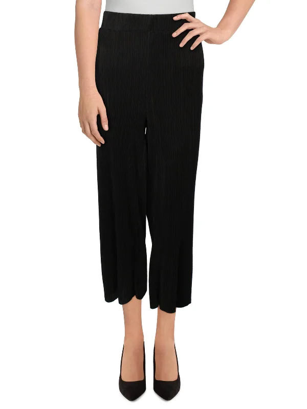 High-rise pants flattering -Womens Pleated Mid Rise Cropped Pants