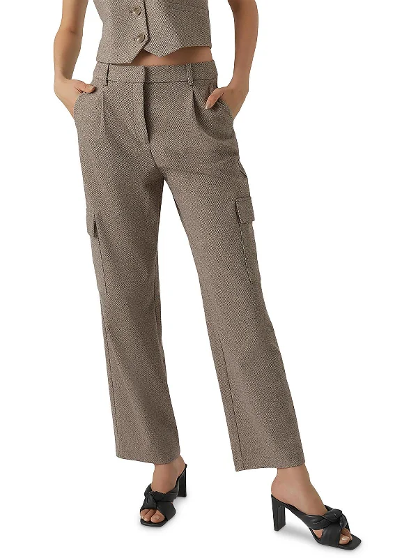 Holiday pants cheer -Womens Pleated Suit Separate Straight Leg Pants