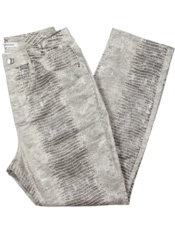 Adventure camo pants bold -Womens Snake Print Cotton Straight Leg Jeans