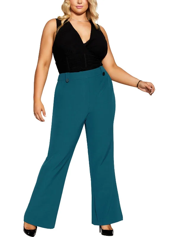 Bold pants stand -Womens Solid Polyester Wide Leg Pants