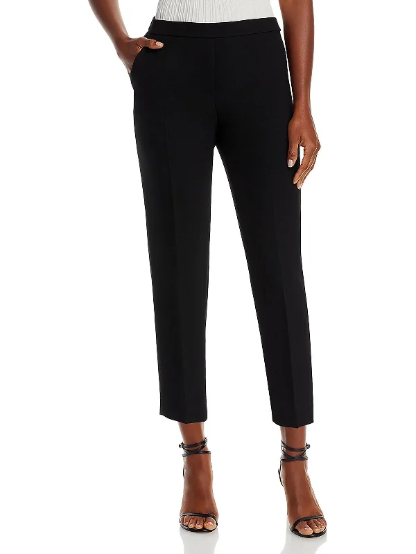 Nature green pants wild -Womens Textured Stretch Cropped Pants