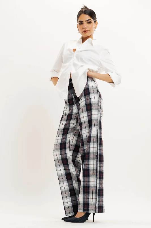 Forest green pants wild -Red And Black Checkered Straight Fit Pant