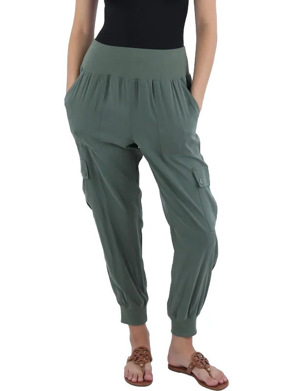 Belted linen pants smart -Yara Womens Cargo High Rise Jogger Pants